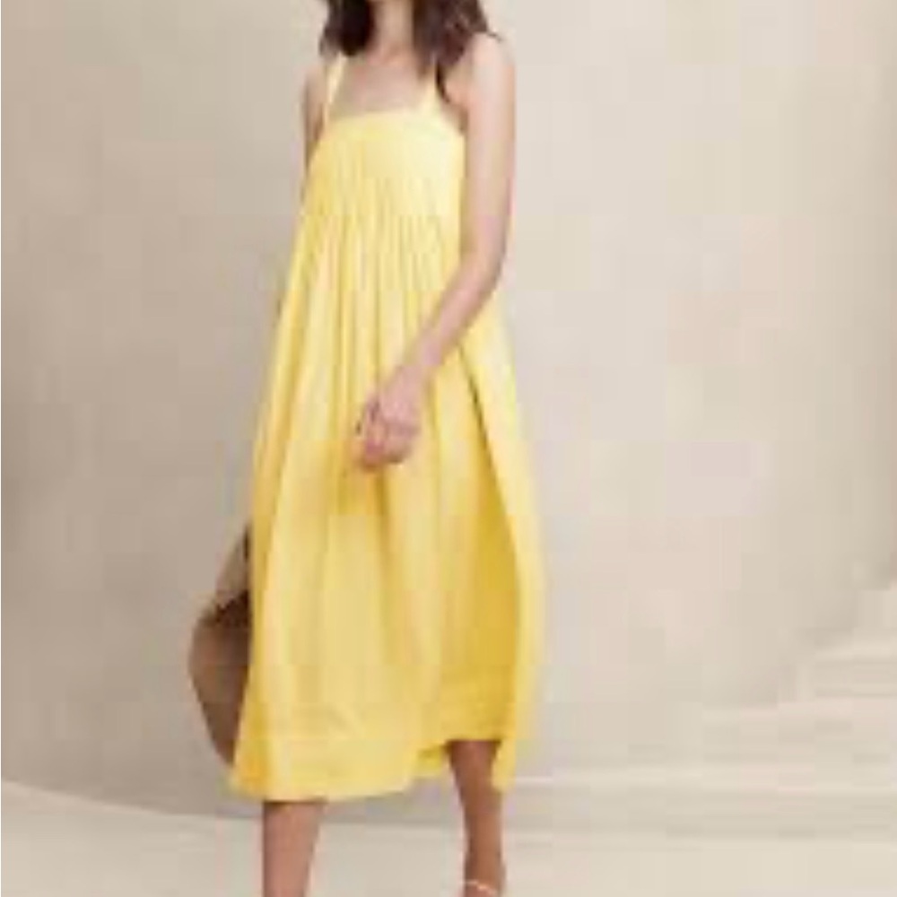 Linen Blend Midi Dress Banana Republic